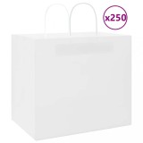 Pungi de h&acirc;rtie 250 buc cu m&acirc;nere albe 32x22x28 cm
