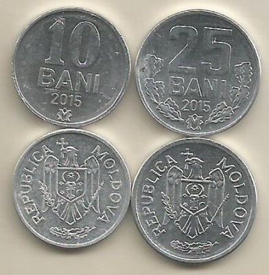 MOLDOVA SET / LOT 2 buc : 10 BANI + 25 BANI 2015 , a UNC foto