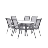 Cumpara ieftin Set mobilier pentru gradina HECHT Ekonomy Set 6, masa cu 6 scaune, schelet metalic