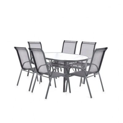 Set mobilier pentru gradina HECHT Ekonomy Set 6, masa cu 6 scaune, schelet metalic foto