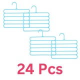 Cumpara ieftin Set 24 Umerase Multifunctionale din Plastic cu 5 pozitii pentru Haine si Accesorii, Anti-derapante, 31 x 31 cm, Albastru