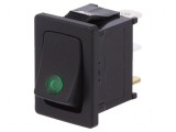 Rocker ON-OFF 16A/12VDC negru cu LED 12V