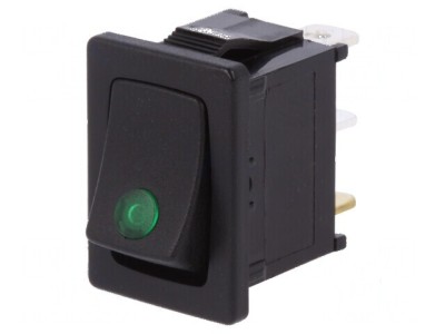 Rocker ON-OFF 16A/12VDC negru cu LED 12V foto