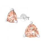 Cercei Argint 925 Swarovski Triunghi Vintage Rose, 7mm, Surub. Cutie Cadou. Antialergic