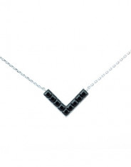 Colier argint 925 rodiat Pami, cu pandantiv in forma de &amp;#039;&amp;#039;V&amp;#039;&amp;#039; Swarovski, negru foto