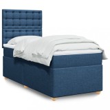 Cumpara ieftin Pat box spring cu saltea, albastru, 90x200 cm, textil