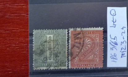 TS21 - Timbre serie Italia 1863/65 Mi23/24