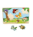 Puzzle din lemn pentru copii cu insecte, 8 piese 22.5 cm x 15 cm, Oem