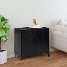 Gossi servanta, negru, 75x35x70 cm, lemn masiv de pin reciclat