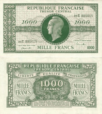 1944, 1.000 francs (P-107a.2) - Fran?a - stare XF! foto