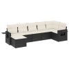 Set canapele de gradina cu perne, 7 piese, negru, poliratan