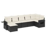 Cumpara ieftin Set canapele de gradina cu perne, 7 piese, negru, poliratan