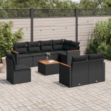 Cumpara ieftin Gossi set mobilier de gradina cu perne, 9 piese, negru, poliratan