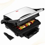 Gratar Multifunctional 4 in 1 Hett, 1000W, Sandwich-maker, Toaster, Gratar, Panini, Argintiu/Negru