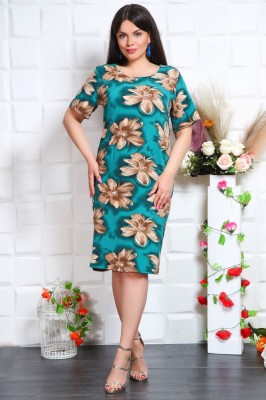 Rochie de zi Doris Floral Verde - 50Marimea foto