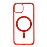Husa magsafe pentru apple iphone 13, full cover, frosted acrylic color big hole, magnetica, incarcare wireless, flippy, rosu