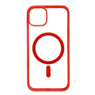 Husa MagSafe pentru Apple iPhone 12/ 12 Pro, Full Cover, Frosted Acrylic Color Big Hole, Magnetica, Incarcare Wireless, Flippy, Rosu foto