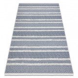 Covor ECO SISAL BOHO MOROC Linii 22328 franjuri - două niveluri de l&acirc;nă cremă / albastru inchis, covor reciclat, 136x190 cm, Dreptunghi
