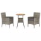 Set bistro de gradina cu perne, 3 piese, gri, poliratan