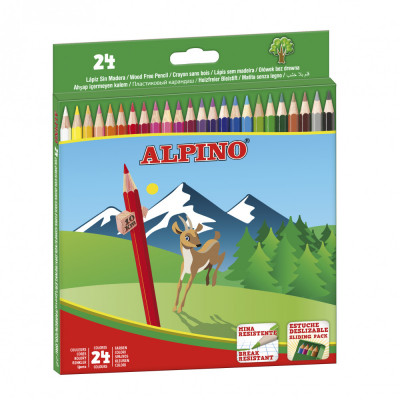 Creioane Colorate, Cutie Carton, 24 Culori/set, Alpino foto