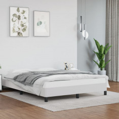 vidaXL Cadru de pat, alb, 140x200 cm, piele ecologică