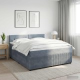 Cumpara ieftin Pat boxspring cu saltea Gri inchis 160 x 200 cm Catifea