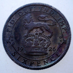 1.726 MAREA BRITANIE ANGLIA GEORGE V 6 SIX PENCE 1926 ARGINT