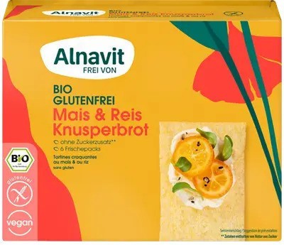 Crispbread (painici) din porumb si orez fara gluten, bio, 150g Alnavit