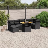 Gossi set mobilier de gradina cu perne, 8 piese, negru, poliratan