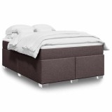 VidaXL Pat box spring cu saltea, maro &icirc;nchis, 140x200 cm, textil