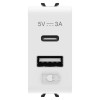 Priza USB Dubla A+C Gewiss Chorus GW10449, 5V/3A, 1M, Alb