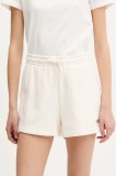 Tommy Jeans pantaloni scurți din bumbac culoarea bej, uni, high waist, DW0DW20353