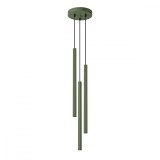 Lampă Suspendată Pastel Verde Măsliniu Oțel 3 Becuri Tub Modern De Interior