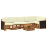 vidaXL Set canapea sectională exterior, lemn acacia, 6 piese, Natural Crem, Crem, Design modular