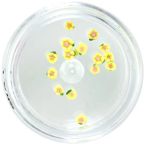 Decorațiuni galbene pentru unghii - flori acrilice