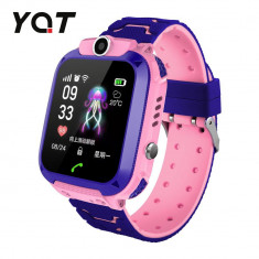 Ceas Smartwatch Pentru Copii YQT Q12W cu Functie Telefon, Localizare GPS, Istoric traseu, Apel de Monitorizare, Camera, Joc Matematic, Roz, Cartela SI foto