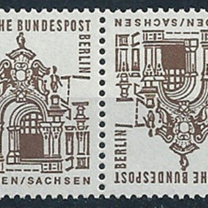GERMANIA BERLIN 1964 UZUALE , CLADIRI ISTORICE ,TETE-BECHE + TIMBRU NESTAMPILAT