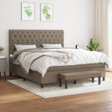 VidaXL Pat box spring cu saltea, gri taupe, 160x200 cm material textil
