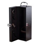 Set Cutie de vin Deluxe, pentru 1 sticla, cu accesorii de vin incluse, piele de crocodil