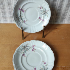 Lot de 2 farfurioare portelan fin model floral