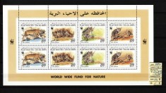 Libia, 1997 | Prot. Naturii - Pisică sălbtică - Animale - WWF | Bloc - MNH | aph foto