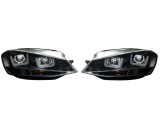 Set faruri tuning VW GOLF VII (5K), 10.2012-2017, cu LED daytime running light; H1+H7; manual; negru, transparent; TUNING; halogen,