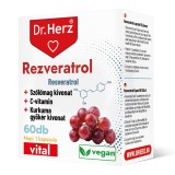 Capsule vegane cu resveratrol, extract din samburi de struguri, vitamina C si curcuma Dr Herz 60 buc