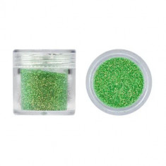 Pudră glitter pentru nail art - verde, cu glitter auriu, 10g