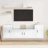 VidaXL Set comodă TV, 3 piese, alb extralucios, lemn prelucrat