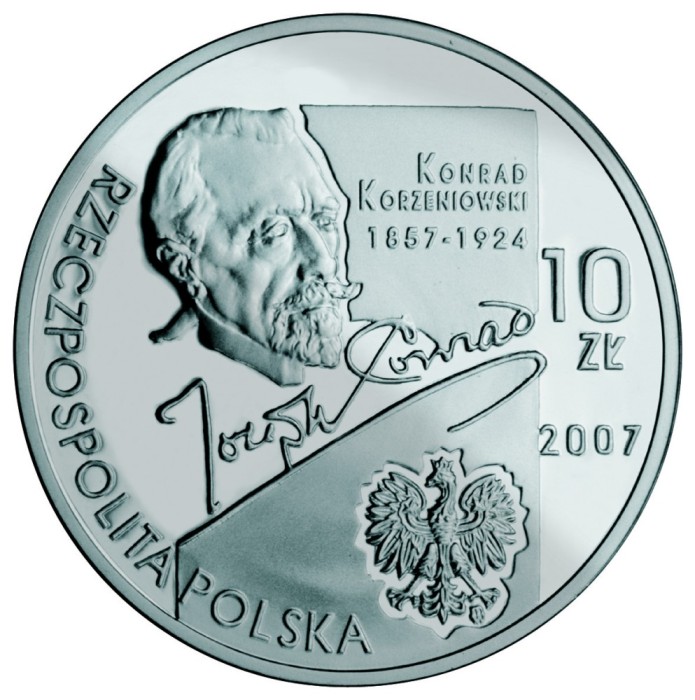 Polonia 10 zloti 2007 Joseph Conrad PROOF 14,14 g Argint .925