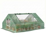 Outsunny Seră de Grădină din Oțel cu &Icirc;nveliș din PE, Uși Rulante și Ferestre pentru Cultivare, 180x140x80 cm, Verde | Aosom Romania