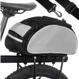 Geanta bicicleta, montare portbagaj, 13L, impermeabila, Negru/Gri