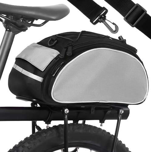 Geanta bicicleta, montare portbagaj, 13L, impermeabila, Negru/Gri