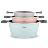 Set 3 oale din aluminiu cu acoperire antiaderenta Zass Gourmet ZG-ACS 02 , Pastel - NOU